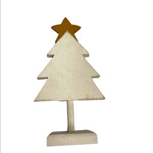 Small Wooden White Tree with Gold Star